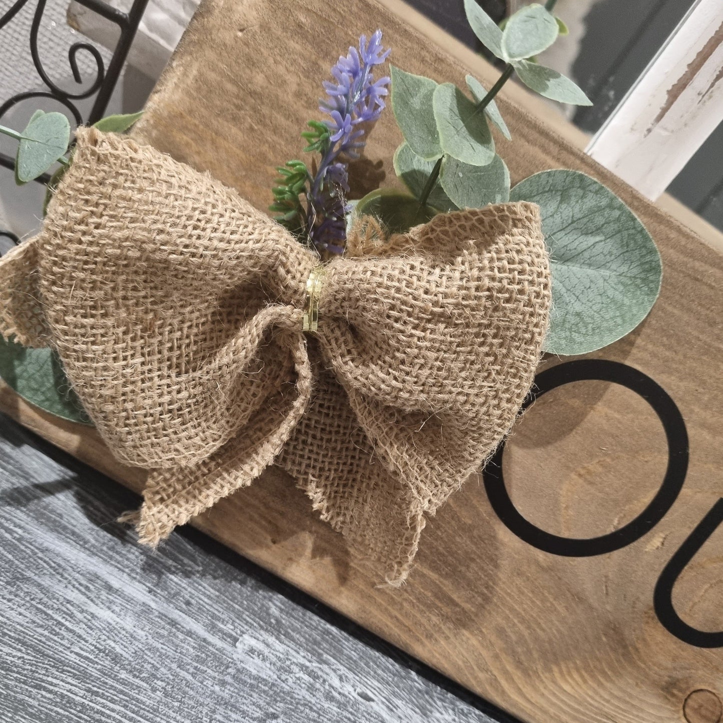 OUR NEST  Wooden Sign with hessian bow